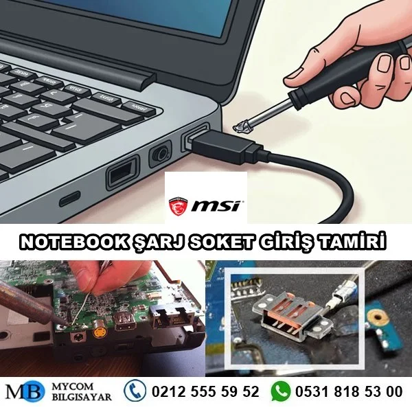 Msi laptop şarj girişi tamiri